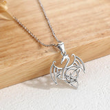 Sterling Silver Flying dragon Pendant Necklace vintage Oxidized Silver Dragon Necklace Fashion Jewelry with Gift Box