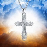 925 Sterling Silver Celtics Knot Cross Pendant Necklace Fashion Women Man Jewelry Cros Cheilteach Collier