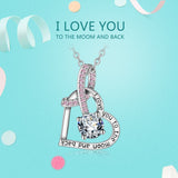 925 Sterling Silver Heart love & Clear CZ Lettering Pendant Necklaces Fashion Women Jewelry Party Gift