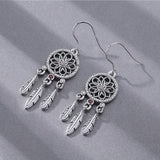 925 Sterling Silver Dream catcher Earring Romantic Feather Dangle  Drop Earring Women Fine Jewelry Gift