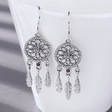 925 Sterling Silver Dream catcher Earring Romantic Feather Dangle  Drop Earring Women Fine Jewelry Gift