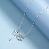 925 Sterling Silver Infinite Love knot Necklace Pendant with Rose Flower 45 cm chain Jewelry Valentine's Day Gift