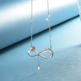 925 Sterling Silver Infinite Love knot Necklace Pendant with Rose Flower 45 cm chain Jewelry Valentine's Day Gift