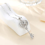 925 Sterling Silver Happiness Key Pendant Necklace Sterling Silver Jewelry for women teen anniversary party Gift