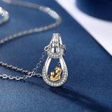 925 Sterling Silver To Mother's LOVE Pendant Necklaces Golden Figure Fashion Sterling Silve Jewelry for Women Gift