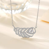 925 Silver Necklace Woman AAAA Quality Zircon Leaves Pendant Necklace Chain Necklaces Women Christmas Fashion Jewelry