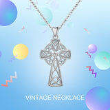 925 Sterling Silver Celtics Cross Pendant Necklaces for Women Girl Birthday Gift Fashion Sterling-silver Jewelry