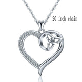 925 Sterling Silver Celtics Knot Heart Trinity Necklace Pendant with Chain Charming Jewelry for girl Gift Collier