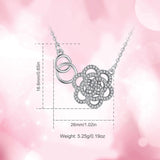 925 Sterling Silver Delicate Flower rose pendant Necklace with AAA Cubic Zirconia  Love knot jewelry for Dropshipping