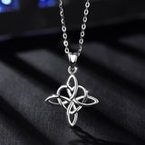 925 Sterling Silver Geometrical line Heart Pendant Neckalce Irish Celtics Knot Necklaces Fine jewelry For Women