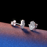 925 Sterling Silver Hamsa Hand Of Fatima Hamsa Stud Earrings for Women Crystal Zircon Earring Silver good Lucky Jewelry