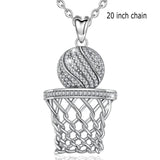 925 Sterling Silver Kobe Basketball Pendant Cool Necklace Man sport Jewelry with AAA CZ for Boyfriend Birthday gift
