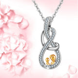 925 Sterling Silver MOM & Baby Pendant Gold Necklaces with AAA CZ  Women Fine Jewelry For Family Mother Day Gift