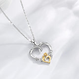 925 Sterling Silver Mom Hand to Hand Heart Pendant Necklace Fine Jewelry with AAA CZ & box for Birthday party gift