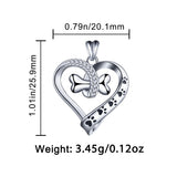 925 Sterling Silver Pet Dog Pendant Heart Necklaces Dog Footprint & Bone Women Fine Jewelry For Girl Party Gifts