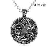 925 Sterling Silver Spiral Pendant oxidized Silver Triskelion Celtics symbol Necklace Fine jewelry Good luck