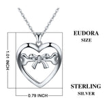 925 Sterling Silver lovely Pet Dog Cat Bone & Bow-knot Pendant Necklaces Women Fine Jewelry For Girl Christmas gift