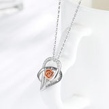 925 Sterling Silver rose Pendant Necklace I love you Silver Choker Statement Necklace with box Women fashion Jewelry