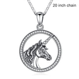 925 Sterling Silver unicorn Necklace Pendant vintage horse Necklace with Pure CZ Equestrian Jewelry fo Animal Series