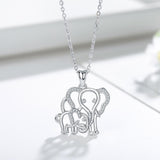 925 sterling Silver Mammoth & elephant cub Pendant Animal CZ Necklace Fine Elegant  Jewelry for women Xmas Gift