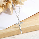 925 sterling silver Cross Pendant Heart cross Necklace simple Silver Jewelry with free box for girl friend gift