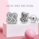 Authentic 925 Sterling Silver Celtics Knot Stud Earrings for Women Girls Gift Trendy Fashion Silver Jewelry