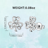 Authentic 925 Sterling Silver Lucky Cletic Knot Stud Earrings for Women Girls Trendy Fashion Silver Jewelry Two Size