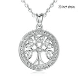 925 Sterling Silver Family Tree of Life Round Celtics Knot Pendant Necklace CZ Jewelry for Women Men Gift