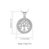 925 Sterling Silver Family Tree of Life Round Celtics Knot Pendant Necklace CZ Jewelry for Women Men Gift