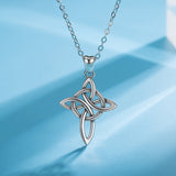 Genuine 925 Sterling Silver Celtics Cross Pendant Necklaces for Women Girls Gift Round Fashion Sterling-silver Jewelry