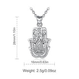 925 Sterling Silver Hamsa Hand Pendant Necklaces For Women Trendy Fashion Sterling Silver Jewelry