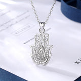 925 Sterling Silver Hamsa Hand Pendant Necklaces For Women Trendy Fashion Sterling Silver Jewelry