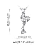 Genuine 925 Sterling Silver Key Pendant Necklaces Fashion Trendy Jewelry for Women Girls Anniversary Gift
