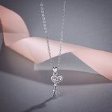 Genuine 925 Sterling Silver Key Pendant Necklaces Fashion Trendy Jewelry for Women Girls Anniversary Gift
