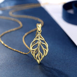 Genuine 925 Sterling Silver Leaf of Life Pendant Necklace Gold choker Fashion Jewelry for Women Anniversary Gift