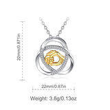 Genuine 925 Sterling Silver Round Pendant Necklaces Golden Hand Clear Zircon Fashion Jewelry for Women Gift