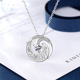 Genuine 925 Sterling Silver Round Zircon Pendant Necklaces for Women Girls Fashion Trendy Jewelry Gift Letter MOM