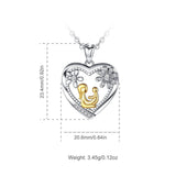 925 Sterling Silver Gold Color Mom Hold Baby in Crystal Heart Pendant Necklace for Women's Fashion Jewelry