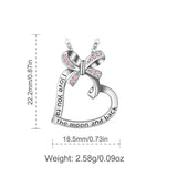 925 Sterling Silver Heart Pendant Necklaces for Women Girls Pink Bow-knot Fashion Sterling-silver Jewelry