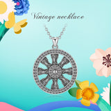 925 Sterling Silver Rudder Pendant Necklaces for Women Girls Vintage Retro Fashion Sterling-silver Jewelry