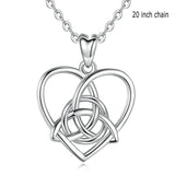 925 Sterling Silver Triquetra Heart Charm Pendant Celtics Knot necklace with Gift Box Women Wedding Jewelry