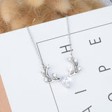 925 Sterling Silver Clear Cubic Zircona Sika deer Pendant necklace with chain animal Fashion Jewelry For Christmas Gift