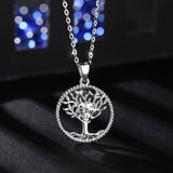 925 Sterling Silver Crystal Tree Necklace Tree of life Pendant Cubic zirconia Jewelry for women