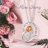 Sterling Silver Rose Flower Pendant Rose gold rose Flower Necklace with CZ I love you to the moon and back Jewelry