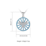925 Sterling Silver Unique Sea Blue Pendant AAA Blue CZ Angel Wings Necklace  Fashion Women man Jewelry