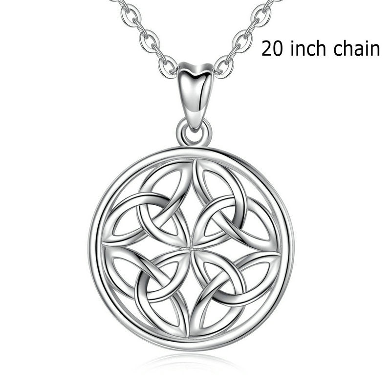 Trinity Knot Diamond & Emerald Silver Celtic Cross Necklace | ShanOre