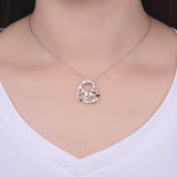 925 sterling Silver MOM Heart Pendant Necklace with Clear Cubic Zirconia  Choker Fashion Jewelry for Mother's Day gift