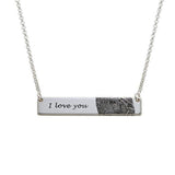 925 Sterling Silver Personalized Fingerprint Bar Necklace -Adjustable 16”-20”