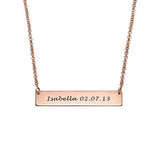 925 Sterling Silver Personalized Fingerprint Bar Necklace with Back Engraving