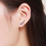 925 Sterling Silver Fairy Angle Wings Stud Earrings For Girls